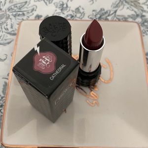 moderately warm-toned medium-dark plum with a cream finish permanent lipstick